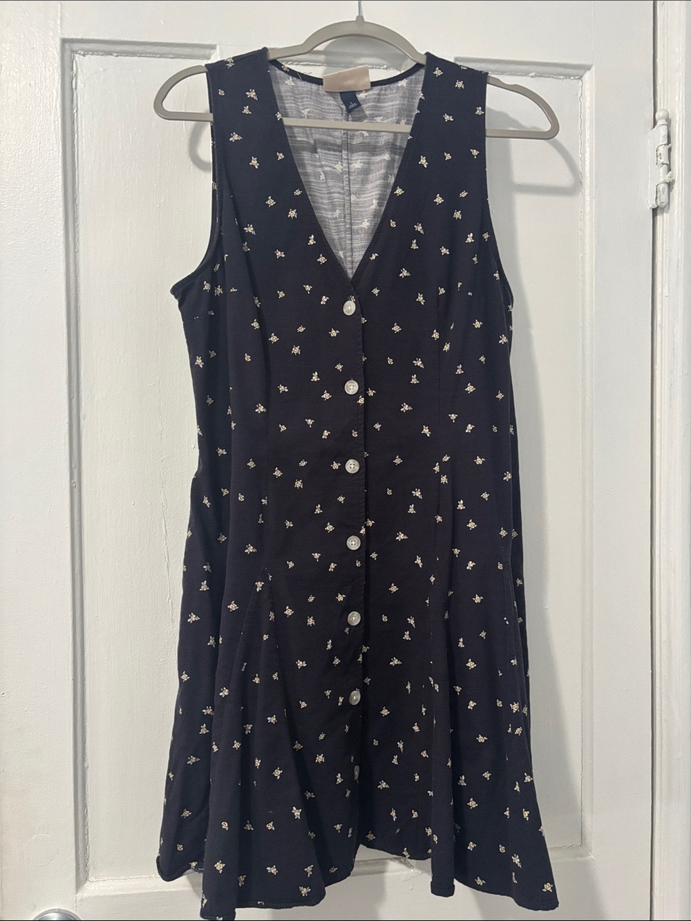 Universal Thread Navy Mini Dress with Cream Floral Print